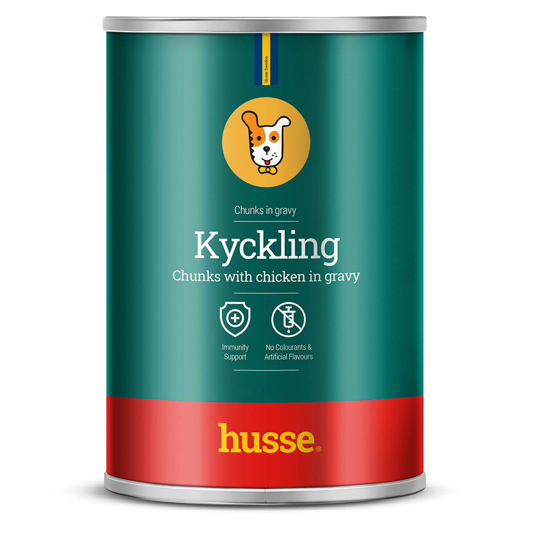 Kyckling, pack | 12 cans of tasty chunks with chicken for dogs
