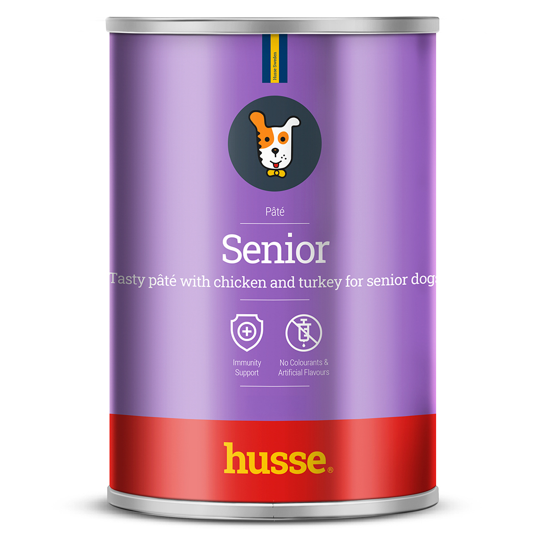 Senior, pack | 12 cans of tasty pâté for senior dogs
