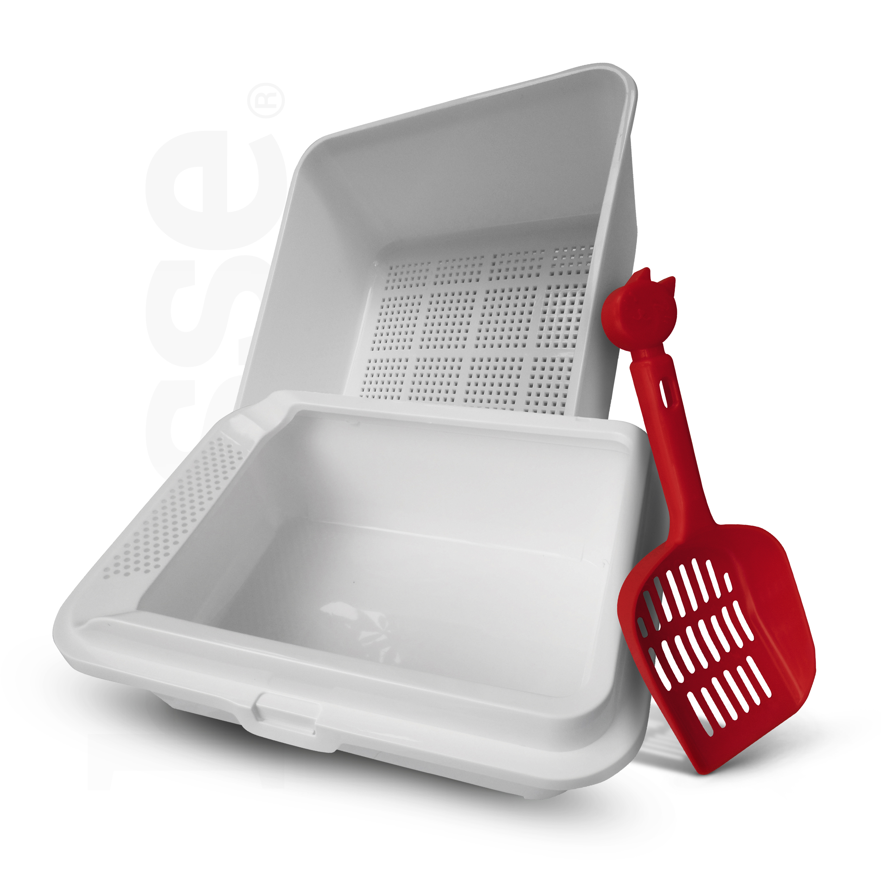 Cat Litter Tray, Inside grid & Scoop, pack | Litter pans & accessory for easy & efficient cleaning